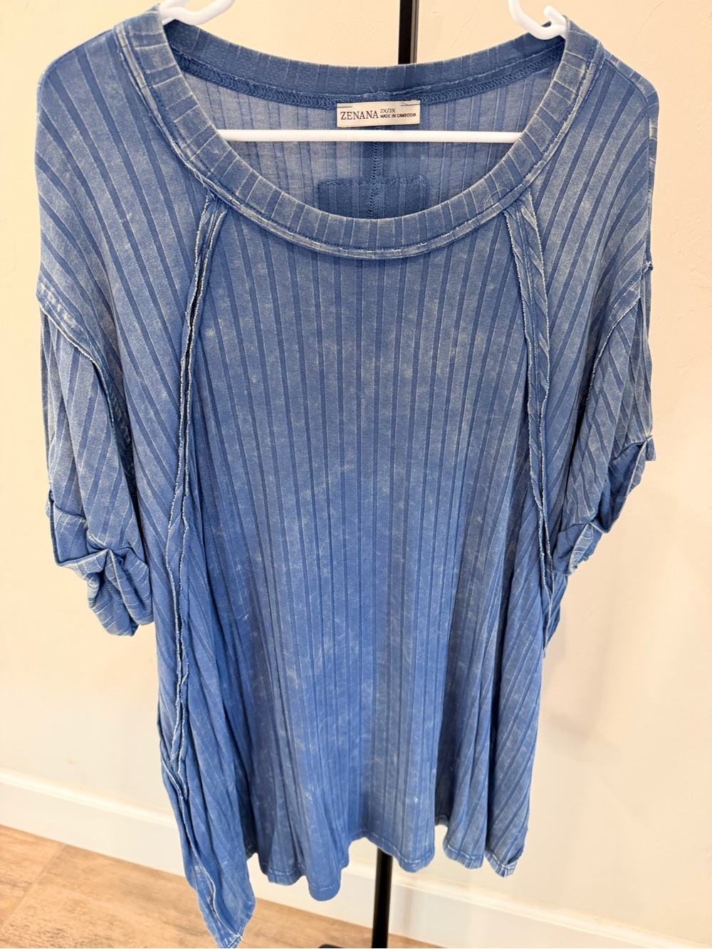 Zenana Ribbed Drop Sleeve Top - 2X/3X